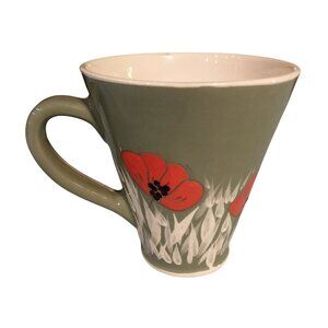 Art Pottery Poppy Mug Green Red